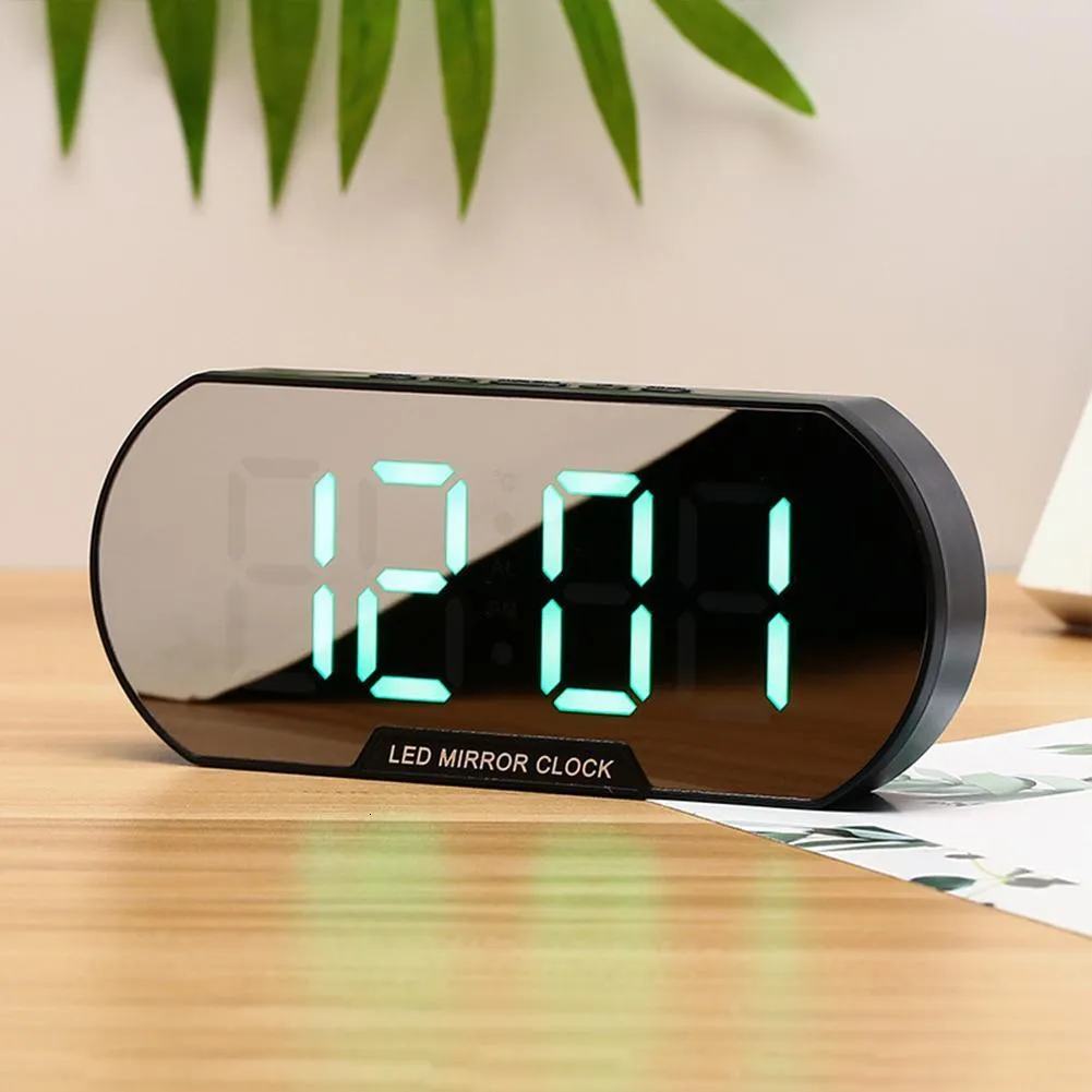 Desk Table Clocks Led Electronic Alarm Clock Night Light Mirror Silent Rechargeable Usb Lamp Bedside Room Decor Bedroom Decoration 230721