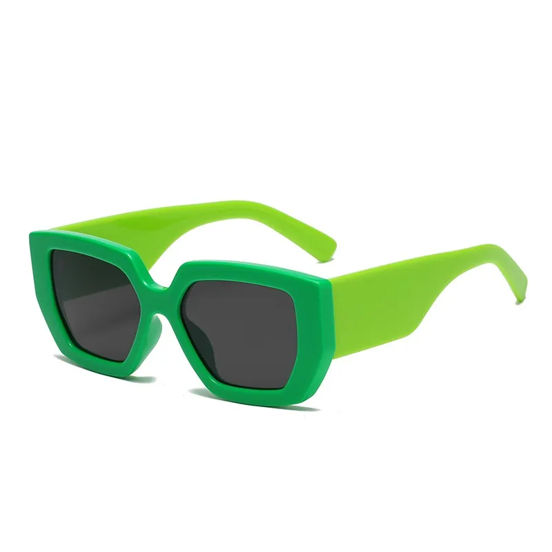Occhiali da sole quadrati vintage Donna Uomo Occhiali da sole con montatura larga Gamba larga Nero Tonalità verdi UV400 Oculos Gafas De Sol Marchio di lusso
