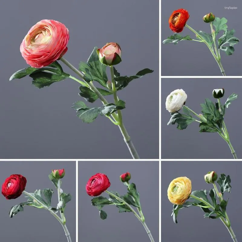 Fleurs décoratives Simulation Pivoine Non-Fading Réaliste Pétales Épais Multi-couches Avec Feuilles Vertes Texture Fine Fête De Mariage