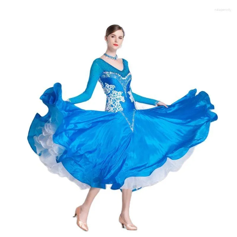 Stage Wear B-18411 Pearl Silk Waltz Dress High-end Friendship National Performance Competition Big Pendulum Ballroom Party