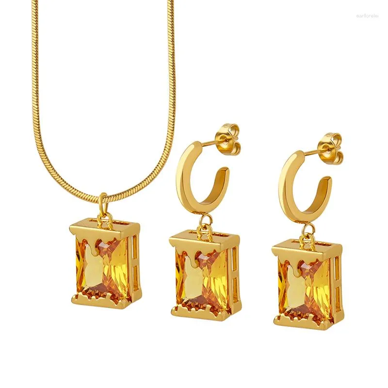 Necklace Earrings Set Vintage Oil Lamp Design Jewelry Personality Fashion Women's Elegant Gold Color Party Gift