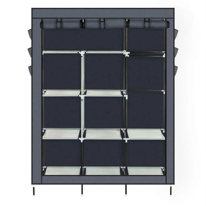 Heavy Duty Portable Closet Organizer Garderobe Kledingrek Planken Grijs256Y