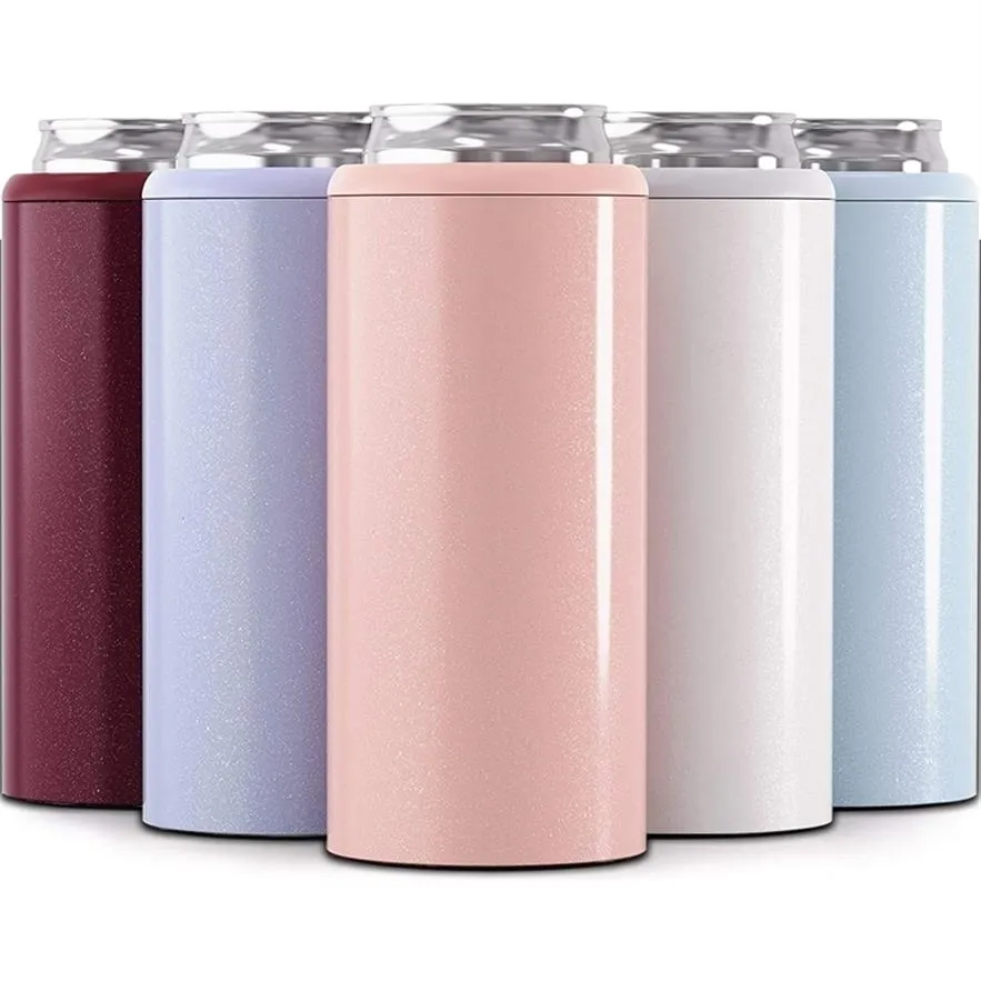 Resfriador de lata de urso térmico de 12 onças com isolamento a vácuo de parede dupla 304 refrigerador de caneca de aço inoxidável Coke Skinny Can Cooler 201204259n