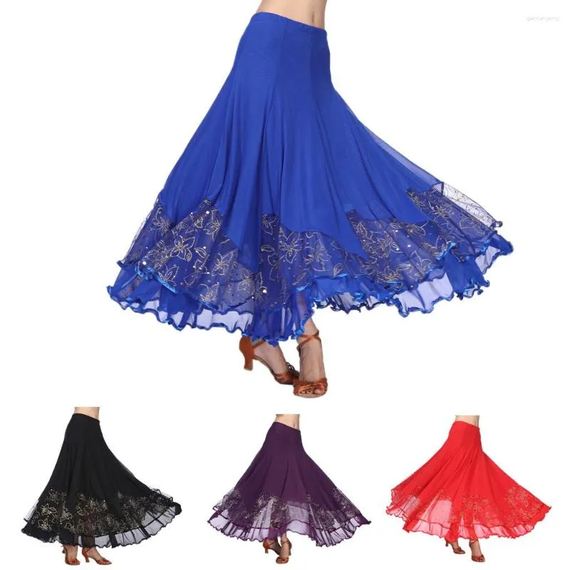 Scene Wear Lon Flamenco Modern Dance Kirt Sequined Mes Waltz Dress Women's Costume