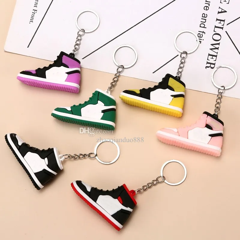 Fashion Stereo sneakers keychains button pendant 3D mini basketball shoes model boyfriend birthday cake decorations hot selling key rings