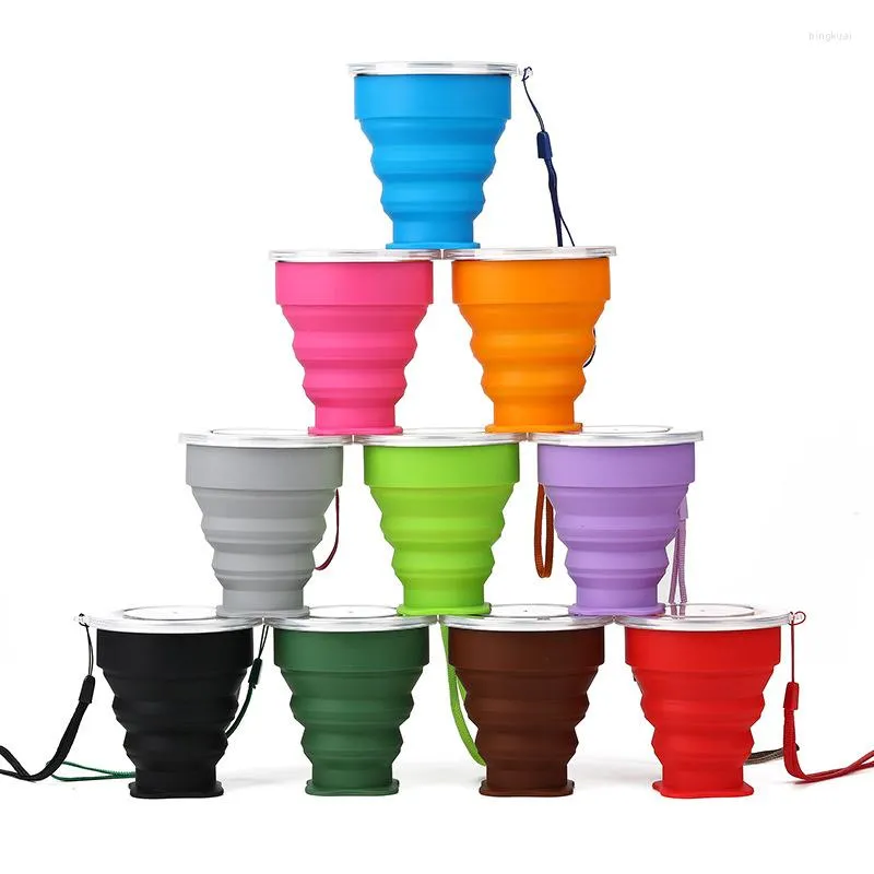 Caffettiere Tazze pieghevoli 200ml BPA FREE Food Grade Water Cup Travel Silicone Retrattile Colorato Portatile Handcup all'aperto