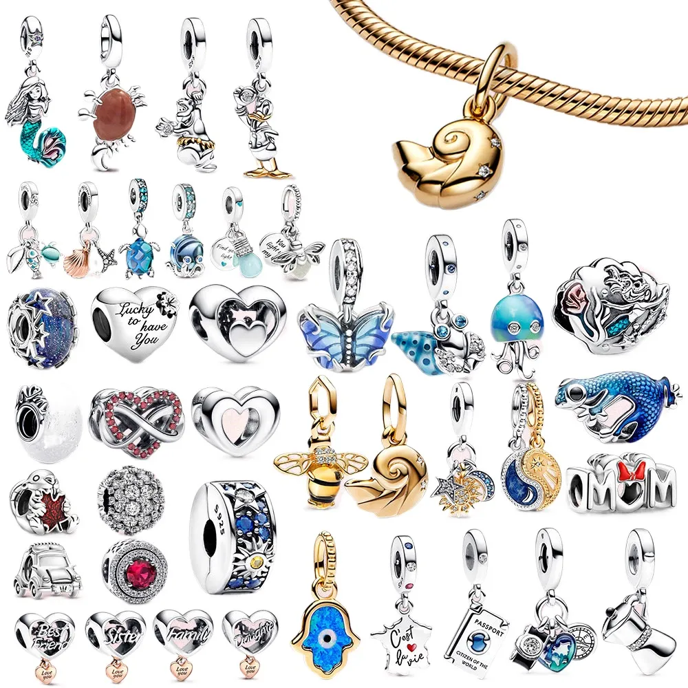 925 Silver Fit Pandora Charm Love Mermaid Gossip Fashion Charms Set Pendant DIY Fine Beads Jewelry, A Special Gift for Women