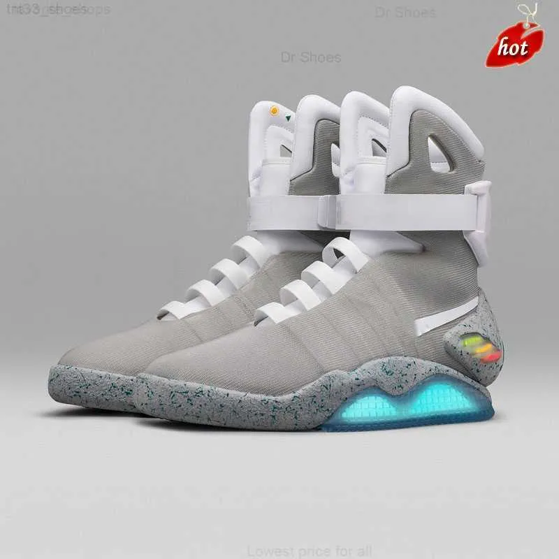 2023 Tillbaka till den framtida Air Mag Sneakers Marty McFlys Air Mags Led Shoes Glow In Dark Grey McFlys Sneakers