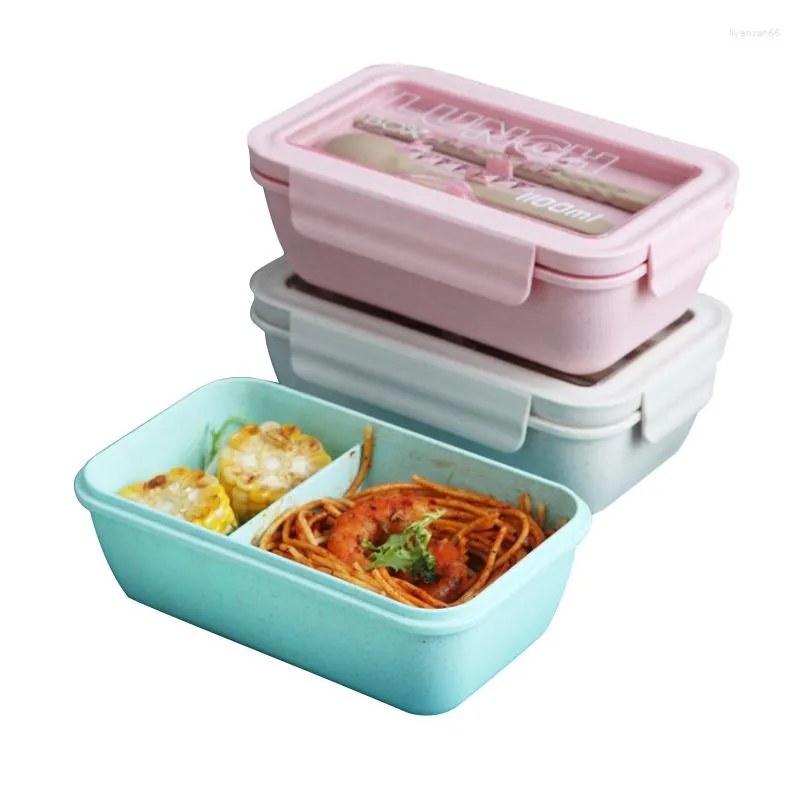 Учебные посуды наборы в японском ланч-коробке с большими возможностями запечатанная свежая ученика Bento Микроволновое отопление пшеничная соломенная контейнер
