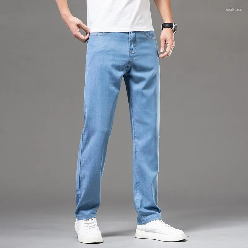 In Mens Jeans Style From Denim Thin, Classic Mens Straight Denim And And Name Ice Business Light $21.04 For Blue Brand Cutelove66, Wear Trousers Casual Loose, Silk