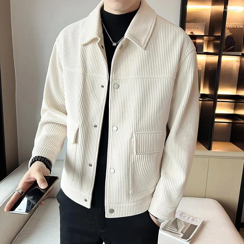 Men's Jackets Winter Coats Jacket Corduroy Thickened With Cotton Tooling Woolen Cloth Men Lapel High-end Warm Coat Jackes