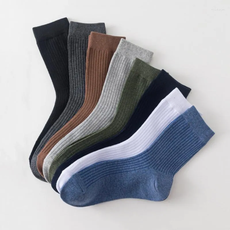 Chaussettes pour hommes Blanc Tricot Coton Respirant Hommes D'affaires Mâle Longue Mode Décontractée Hip Hop Skateboard Sports