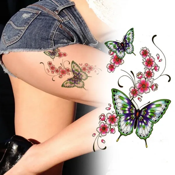 1pcs Large Butterfly Flower Temporary Tattoo Lady Body Art Sticker Waterproof