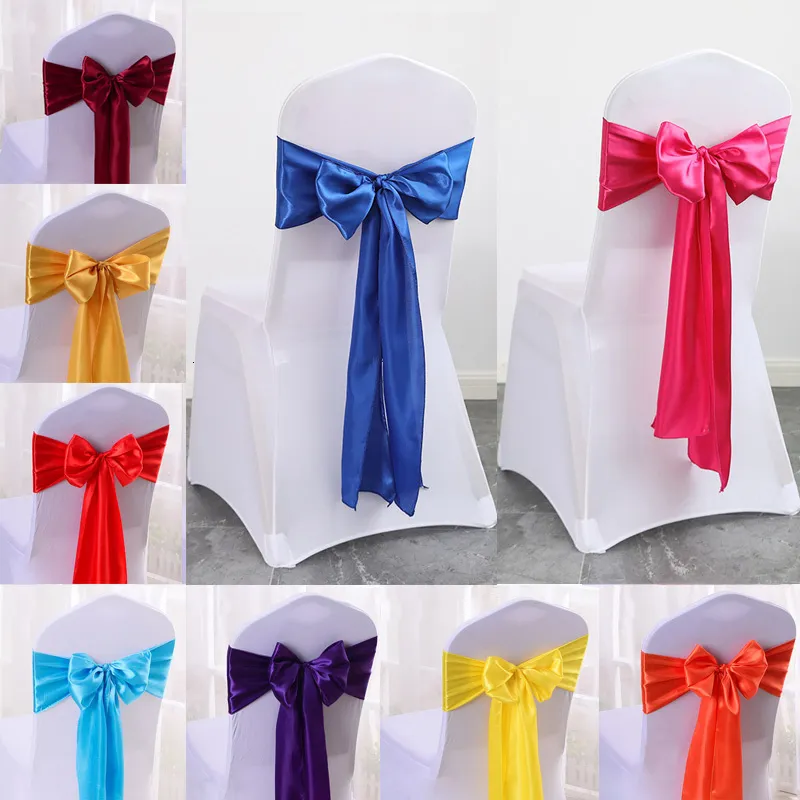 Sjerpen 10 Pcs/50 Pcs/100 Pcs Satijnen Stoel Boog Sjerpen Bruiloft Stoel Knoop Lint Vlinder Ties el Party Event Restaurant Decoratie 230721