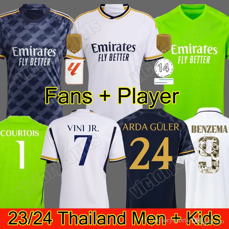 23 24 22 Player Version Soccer Jerseys Vini Jr Benzema 2023 Finale kampioenen Kits Rodrygo Camiseta Real Madrids Bellingham Arda Guler 2024 Kindervoetbalshirt