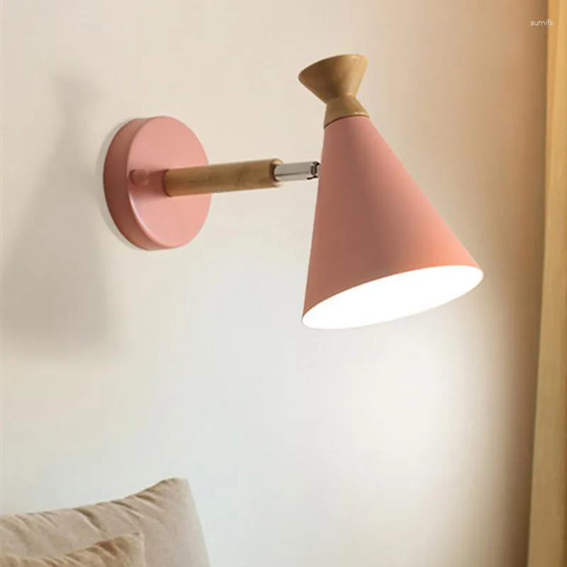 Duvar lambası Nordic LED döndürülebilir Macaron Yatak Dekoru Dekor Sconce Yatak odası oturma odası yemek çalışma çubuğu ev aydınlatma armatürleri