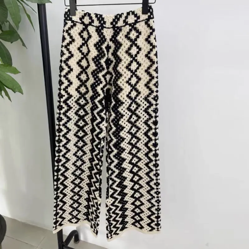 Trendy Hooked Hollow Floor Dragging Wide Leg Dress Pants Trendy Hooked Hollow Floor Dragging Wide Leg Dress Pants