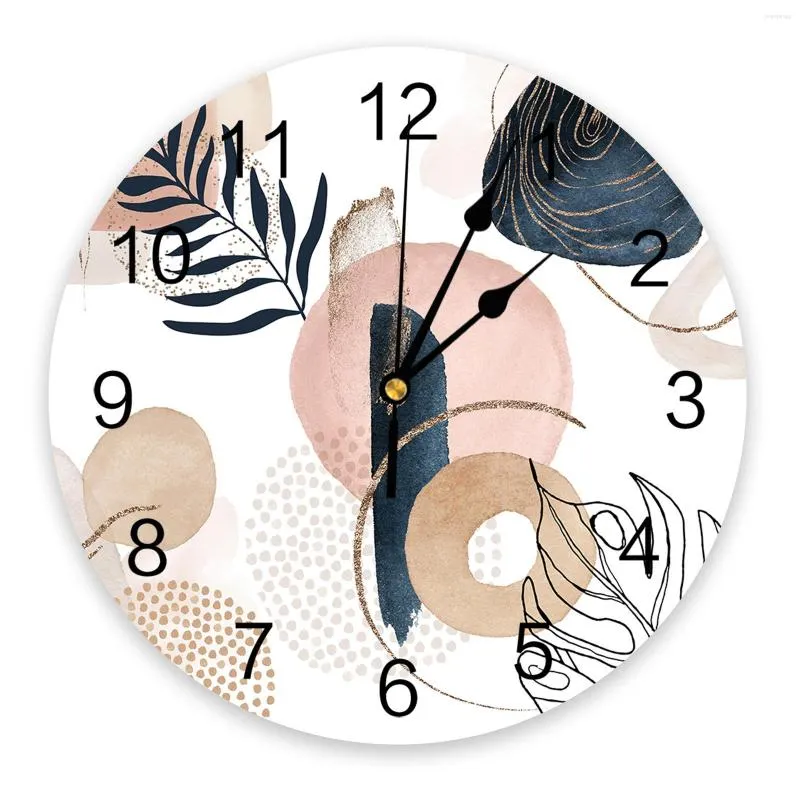 Wall Clocks Bohemian Navy Tropical Palm Bedroom Clock Large Modern Kitchen Dinning Round Living Room Watch Home Decor