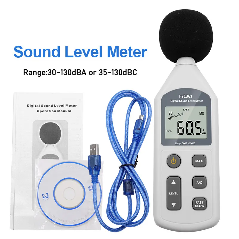 Noise Meters HY1361 sound level meter 30-130db Decibel meter Volume measurement USB data storage 230721