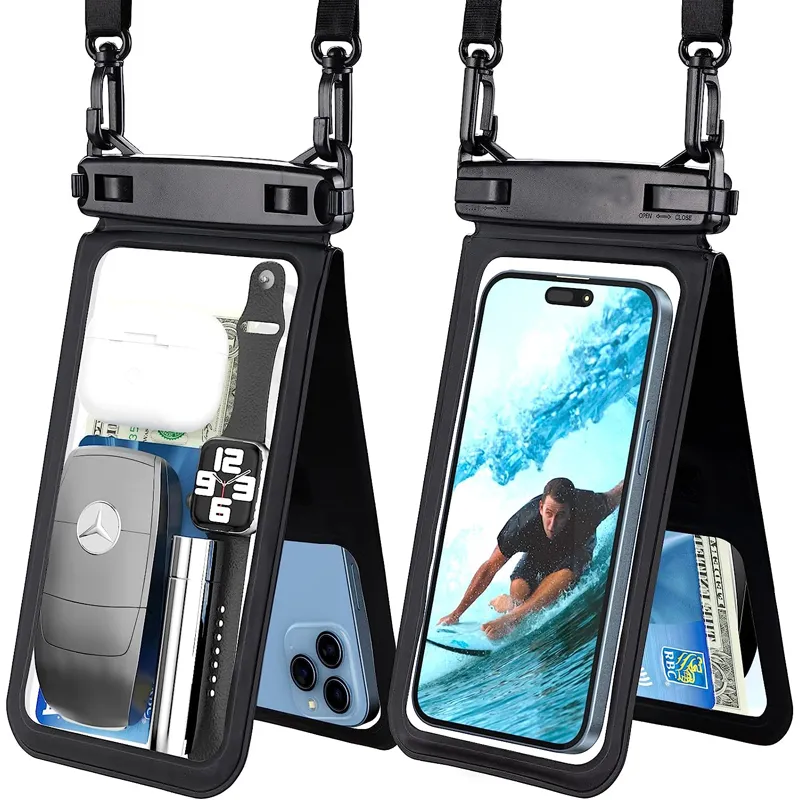 Double Space IPX8 Vattentät telefon Pouch Case Floating Underwater Dry Bag For Swimming Semester för iPhone 14 Pro Max 13 12 Samsung S23 S22 S10 S20 S21 Ultra upp till 7 tum