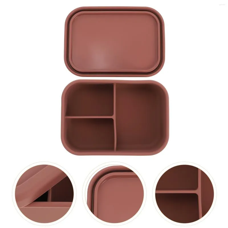 Set di stoviglie Contenitore per il pranzo in silicone Contenitori a prova di perdite Diviso Custodia per bento per esterni Scatole per studenti Gel di silice Ufficio Bambino portatile