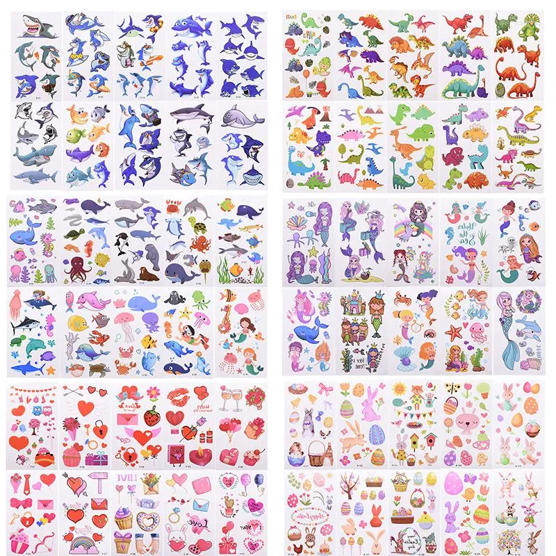 Gift Wrap 10 Sheets /Set Cute Cartoon Animal Temporary Tattoo Stickers Baby Shower Kids Body Makeup Sticker Tattoos Decoration