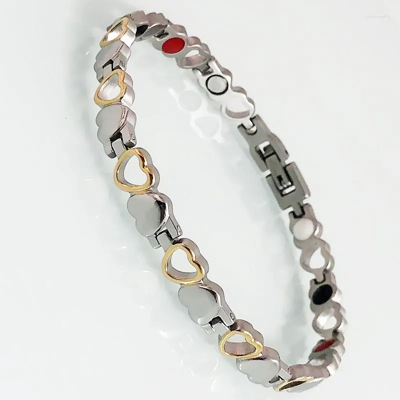 Link braccialetti sanitari Bracciale magnetico oro oro in acciaio inossidabile a forma di cuore per donne regali di compleanno di gioielleria