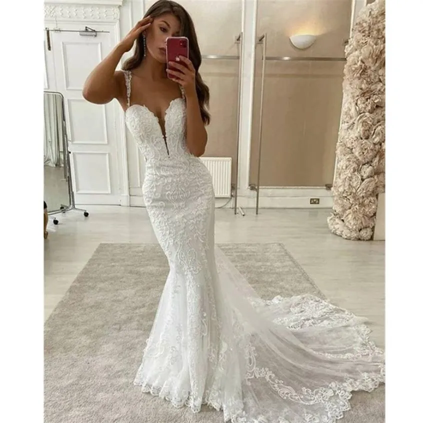 Limor Rosen 2019 Wedding Dresses Sexy V Neck Backless Sleeveless Beach Bridal Gowns Lace Appliqued Mermaid Dress Vestidos De Noiva267r