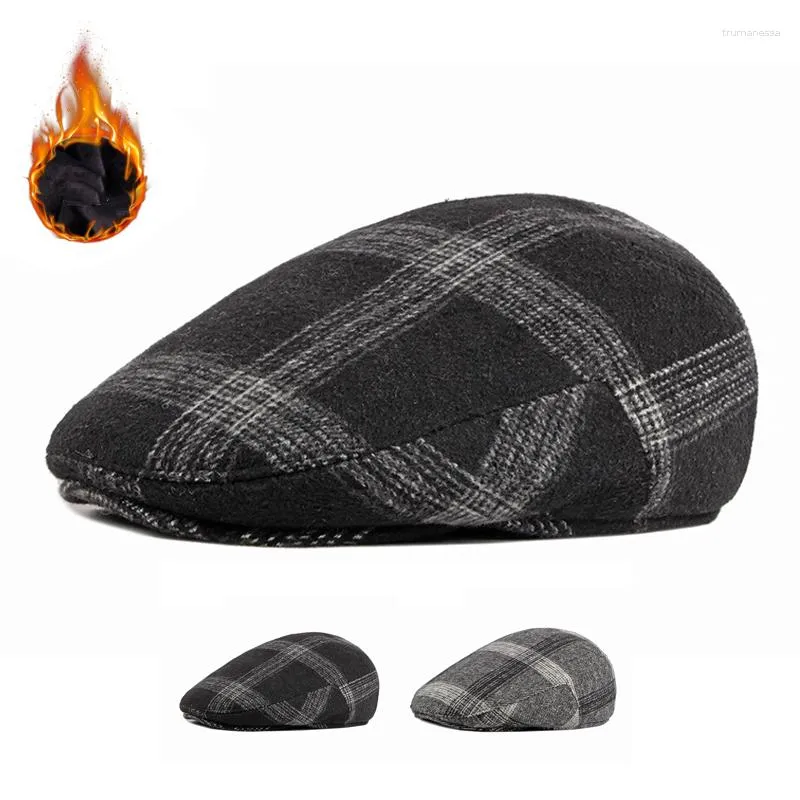 Berets Hat Men Men d'automne Cap d'hiver British Vintage Avant Protection d'oreille en laine Béret SBOY CAPS GATSBY PEINTERS PAINS IVY BOINA