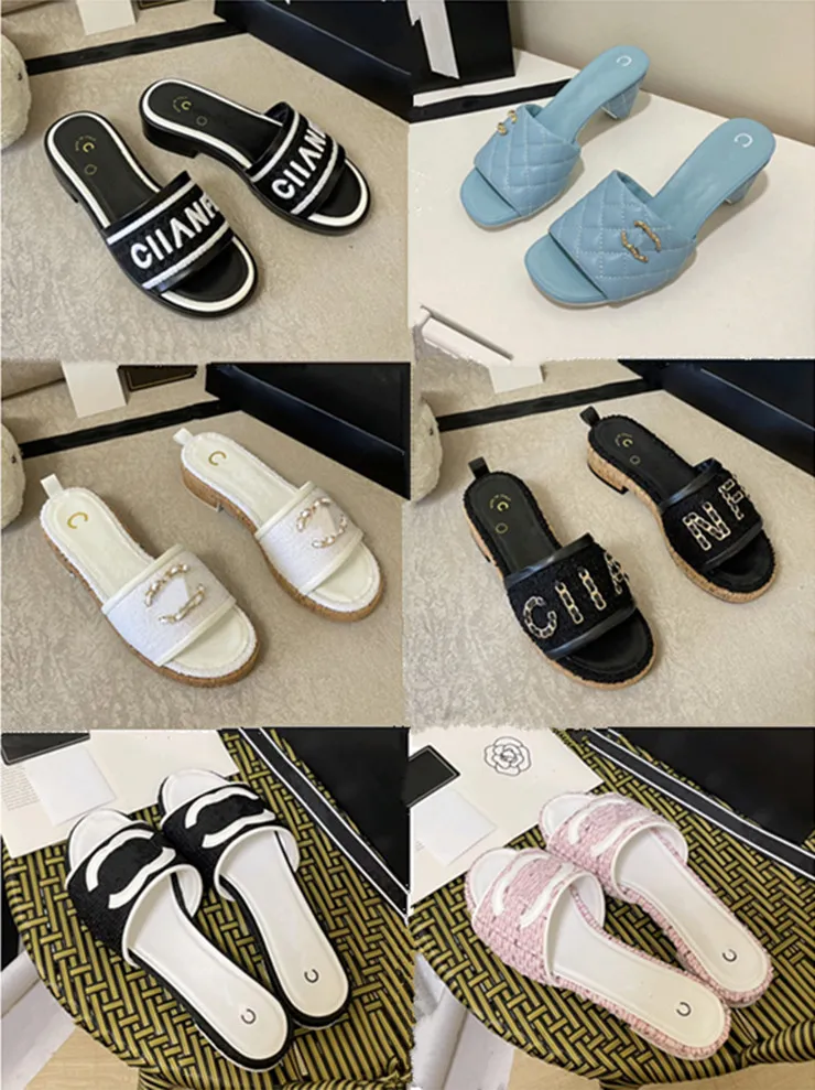 Fancy Franse slippers merk sandalen 2c kanaal casual muilezel plat strand lage hak flip flops dames modeontwerper schoenen c