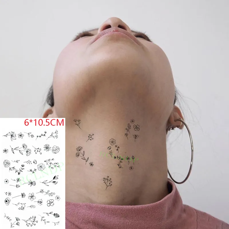 Waterproof Temporary Tattoo Sticker Small Cute Flower Plant Body Art Flash Tatoo Fake Tatto for Women Men