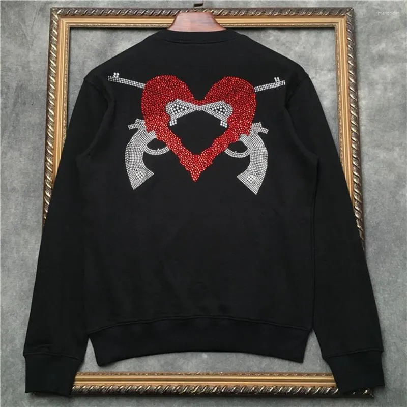 Herrtröjor Bomullsbullare Crystal Love Double Gun Mönster på Back Sweatshirt Män tröja DD | 41935D524