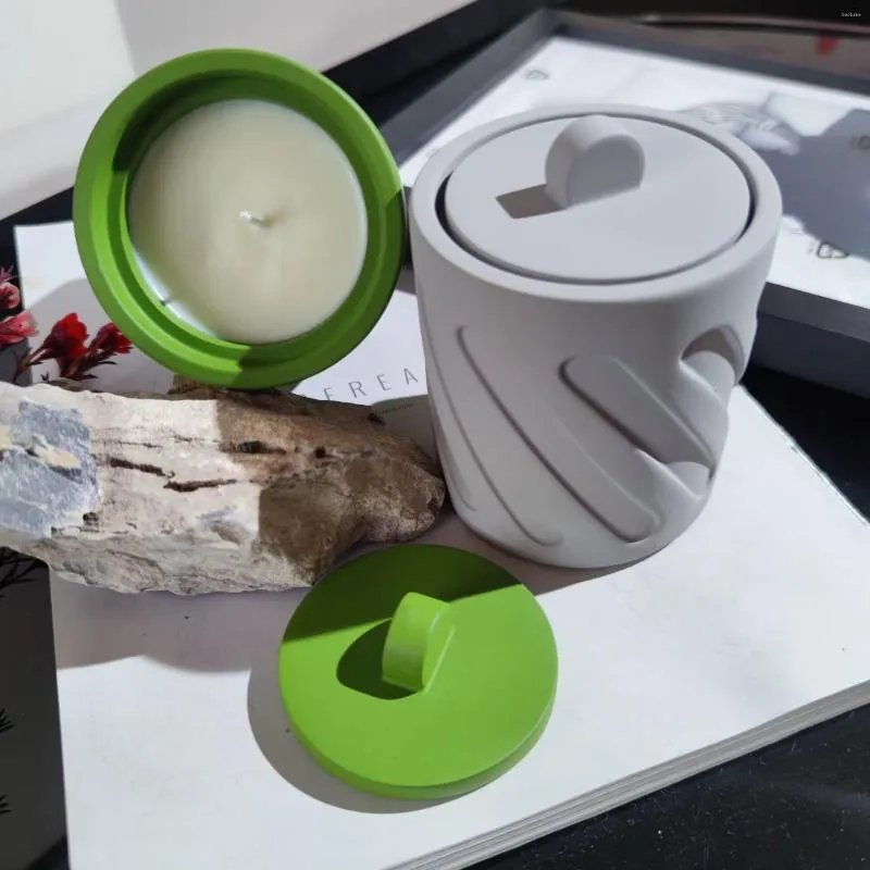 Candle Holders Simplicity Empty Holder With Cement Scented Cup Cap Destop Ornaments For Home Decoration
