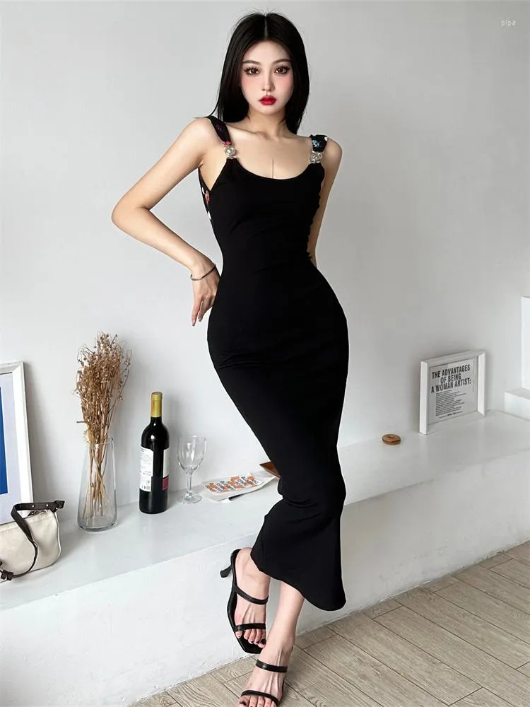 Casual Dresses 2024 Summer Party Black Junior Hooded Mid-Calf Natural Fiber  Dress