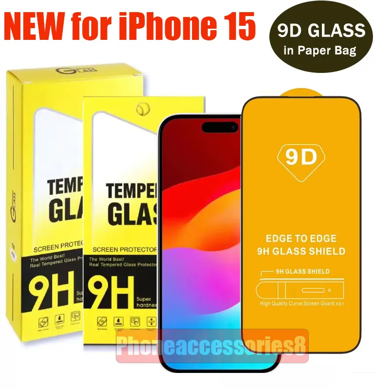 PROTECTEUR en verre trempé 9D pour Iphone 15 14 13 12 pro max XR XS X SAMSUNG A73 A53 A33 A23 A13 VERRE IPHONE15 avec emballage de vente au détail