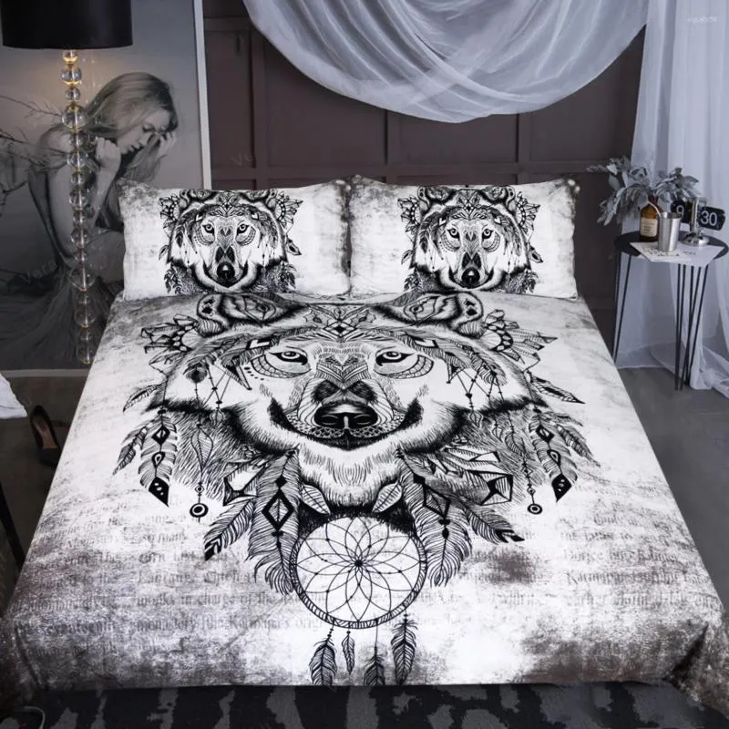 Sängkläder sätter täcken med kuddväskor som är inställda på king size svart vit halloween säng dekbedovertrek 2 persoons