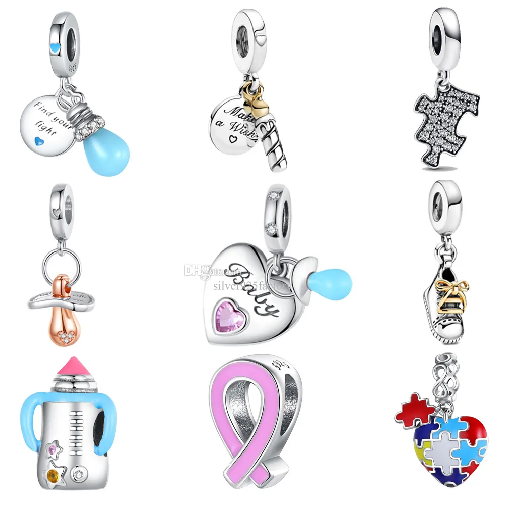 S925 Argent breloques Designer de mode européen et américain bijoux accessoires DIY fit Pandora bracelet collier ampoule fluorescente biberon perles pendentif