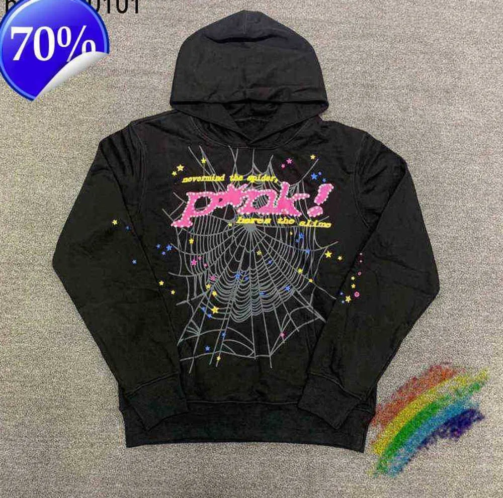 Tasarımcı Puff Baskı SP5der Young Thug 555555 Melek Hoodie Erkek Kadın Yüksek Kaliteli Ağır Kumaş Örümcek Web Sweatshirt Kazak Motion Mevcut 658ess