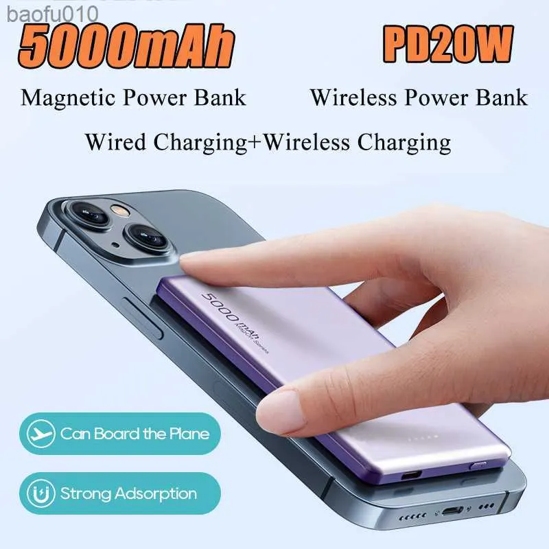 Magsafe 5000MAH 20Wワイヤレス電話充電器外部バッテリーの充電高速充電iPhone 14 13 12シリーズパワーバンクL230619