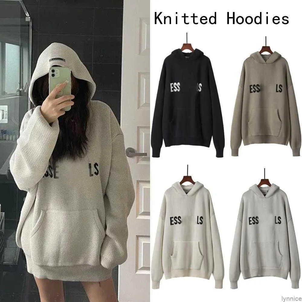 2023 Mens Women Designer Essentialshirt Sweater Knits Keep Warm in Autumn Winter Hooded Sweatshirt Loose Letter Essentialclothing Hoodies Casual Pullover Z3aj
