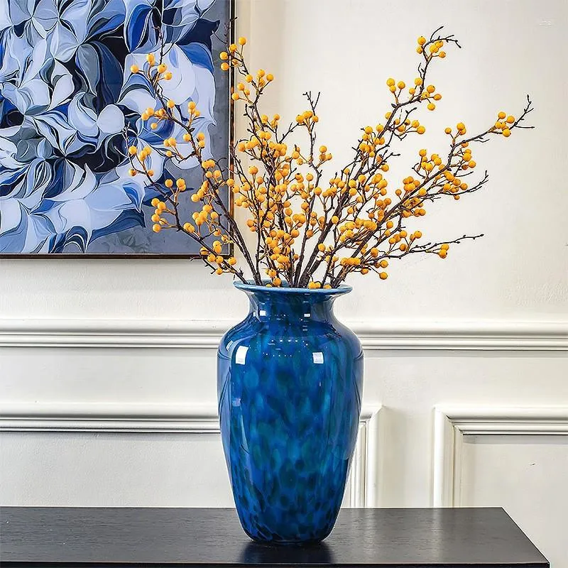 Vases Modern And Simple Peacock Blue Glass Vase Decoration Living Room Porch Model Sales Department Flower Ware