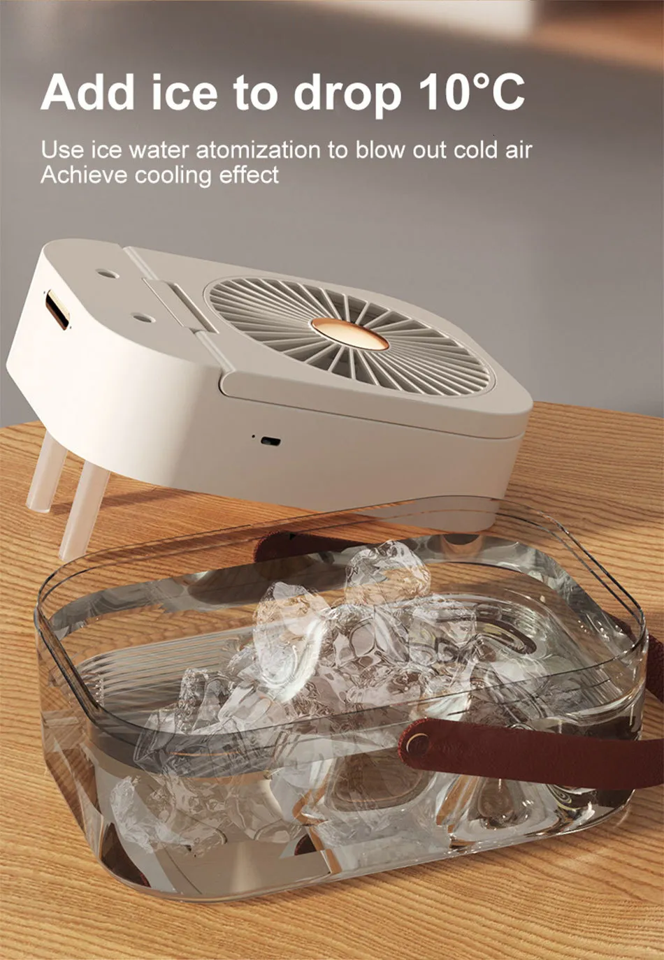 USB Portable Desktop Humidifier, Air Cooler Spray Fan with Colorful ...