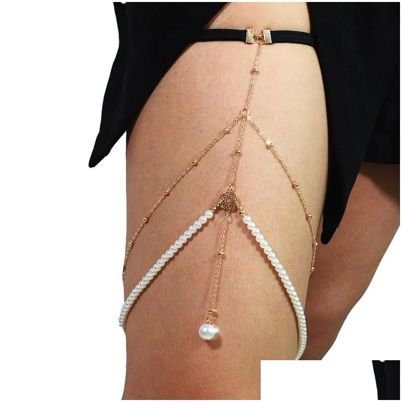 Autres bijoux de corps Boho Strass Jambe Chaîne Brillant Femmes Grand Serpent Pendentif Y Chaînes Cuisse Harnais Mti Couches Plage Style Cadeau Drop Delivery