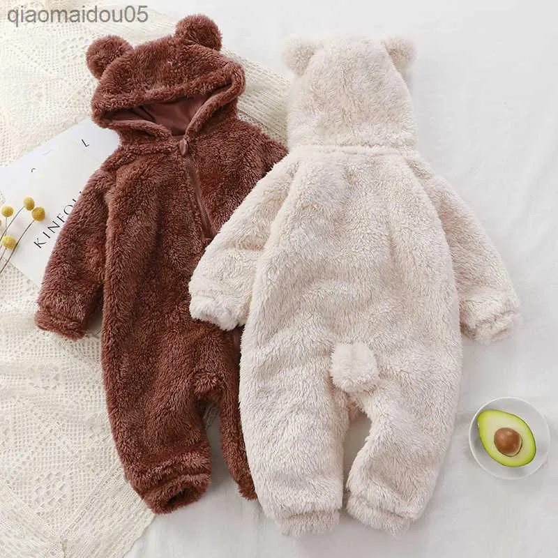 Combinaison bébé à capuche hiver en polaire unie pour bébé -  Canada