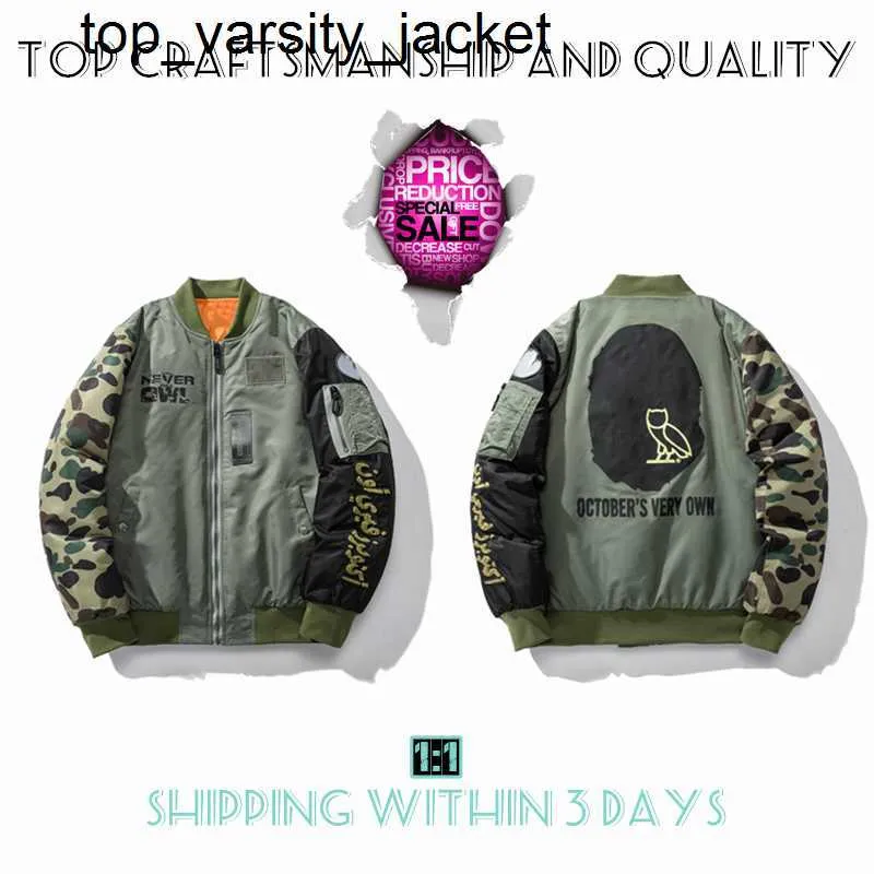 Nieuwe 23ss herenjassen Vakmanschap Star Spots-ontwerpers Varsity co-branding Stylist Militaire stijl Camouflage Honkbal heren Letterman-jas voor dames