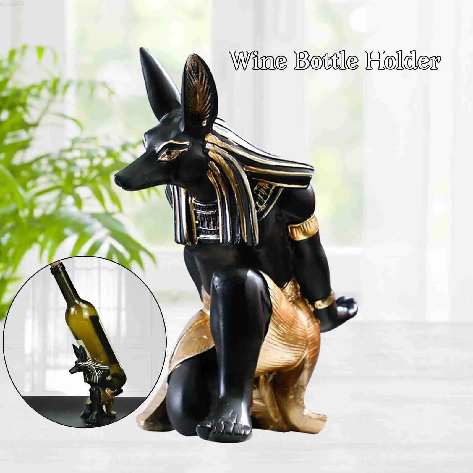 Dekorativa föremål Figurer Anubis Statue Wine Bottle Holder Rack Wine Shelf / Rack / Standing Champagne Wine Rack Home Bar Dekoration Display Crafts L230724