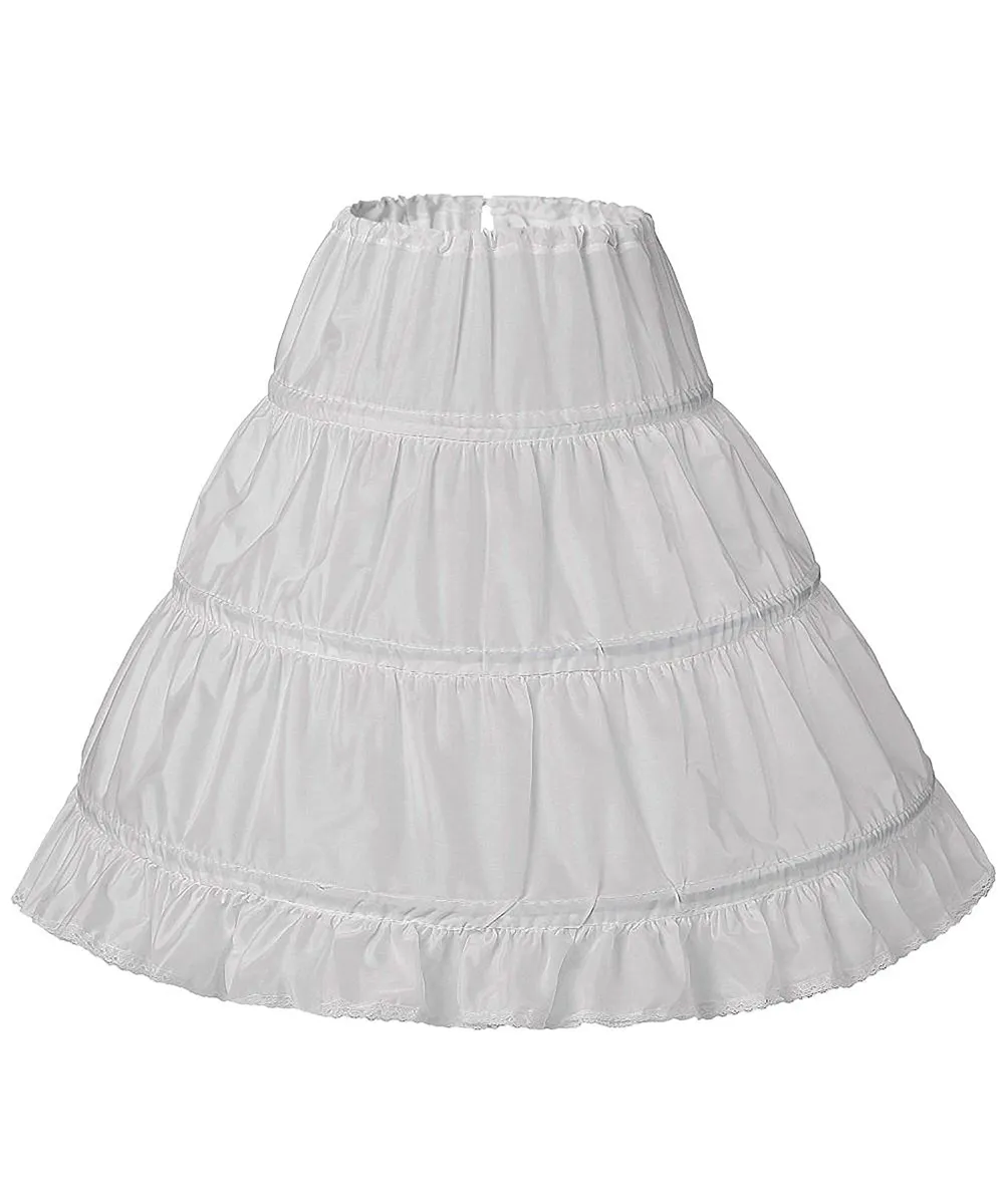 White Petticoat for Kids Jupon Crinoline Cancan Slip Mariage 3 Hoops Wedding Accessories Underskirt Petticoat for Girl Dress