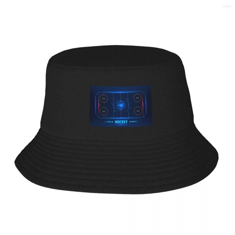 Berets 2023 Men Women Summer Hockey Stadium Line With Puck Bucket Hat Bob Fisherman Outdoor Travel Sun Visor Fashion Panama