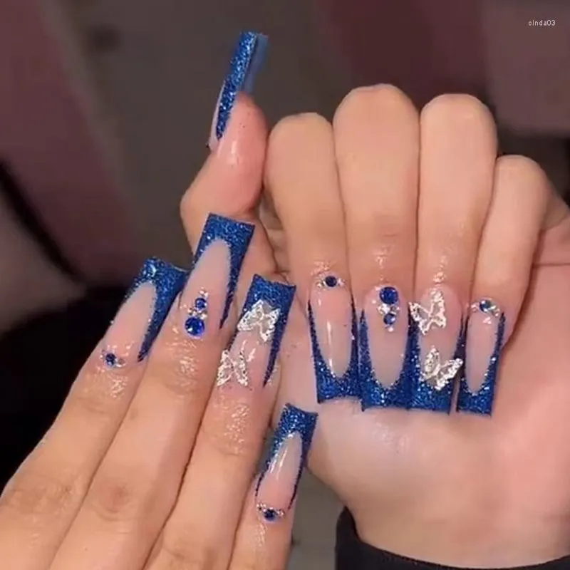 Blue nails diamond sale