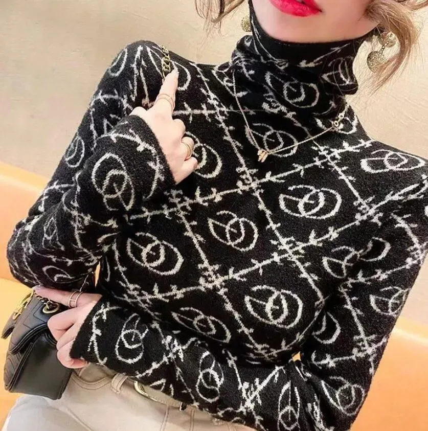 2023 designer nuovo dolcevita maglione canottiera donna pullover autunno e inverno nuova manica lunga sottile autoriscaldante t-shirt termica top marea M-3XL